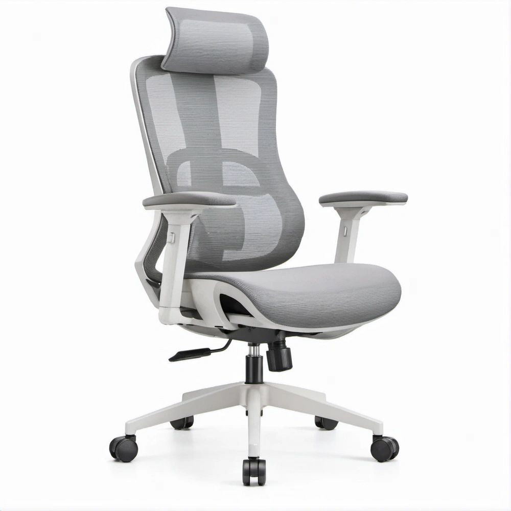 Sedia ergonomica girevole in rete Grigio Chiaro/Grigio Scuro/Bianco, 66 x 66 x 118-128 cm