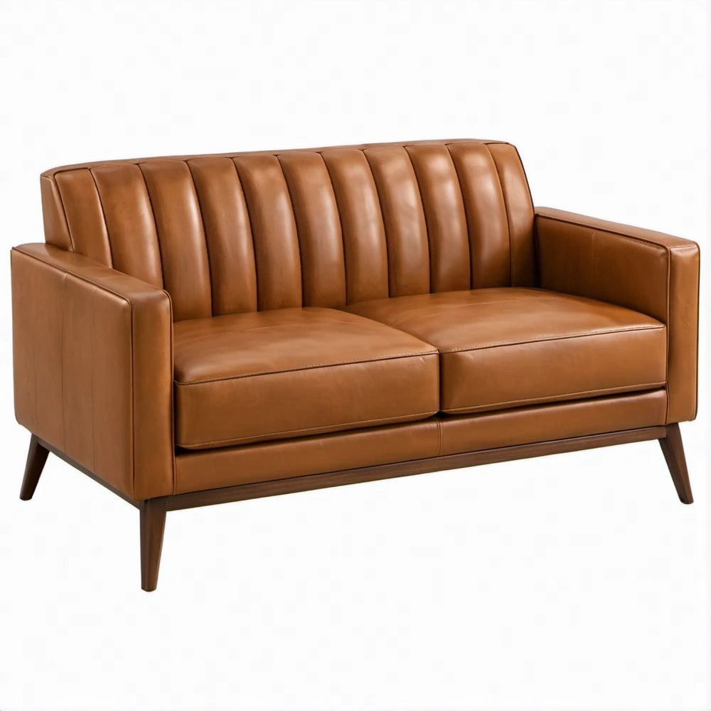 Divano 2 posti in pelle sintetica cognac 150 x 85 x 82 cm
