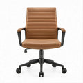 Sedia da ufficio girevole in PU con schienale alto, 64 x 64 x 108-118 cm, Cognac e Nero