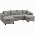 Divano angolare a U grigio con doppia chaise longue 300 x 155 x 85 cm