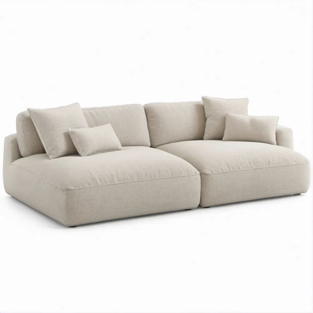 Divano modulare curvo beige a 2 posti, 260 x 160 x 75 cm