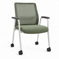 Sedia da ufficio con braccioli e ruote, verde oliva, 62 x 62 x 95 cm