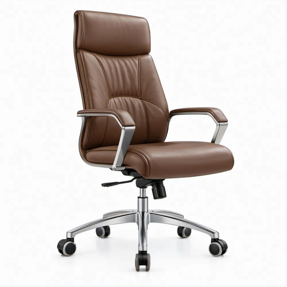 Sedia direzionale girevole in pelle sintetica PU marrone 66 x 70 x 118-128 cm