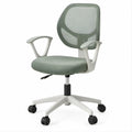 Sedia ergonomica girevole verde salvia e bianca in rete, 60 x 60 x 93-103 cm