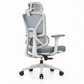 Sedia ergonomica girevole con poggiatesta in rete, bianco e grigio chiaro, 66 x 66 x 118-128 cm