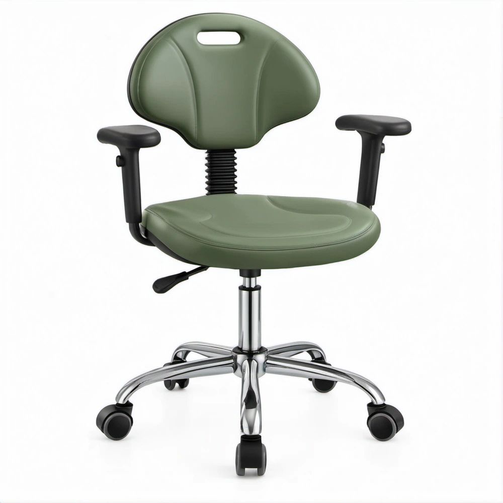 Sedia ergonomica da ufficio verde in similpelle PU con braccioli e ruote, 64 x 60 x 91-101 cm