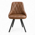 Sedia imbottita marrone in pelle sintetica PU con gambe nere, 48 x 55 x 84 cm