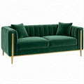 Divano 2 Posti in Velluto Verde Scuro e Oro 170 x 85 x 78 cm